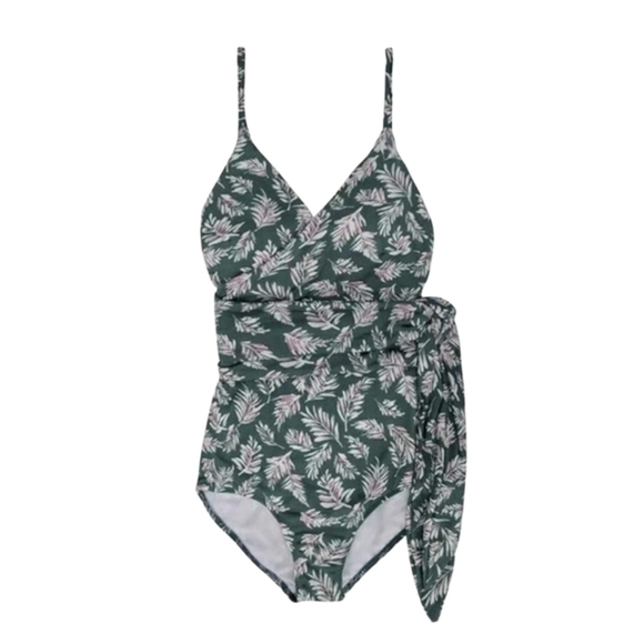 CUPSHE Pink & Green Leaf Print  One-Piece Swimsuit - Large - Picture 3 of 8